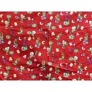 1991 Hanna Barbera Flintstones Babies Red Vintage Fabric BY THE YARD 36”x46”